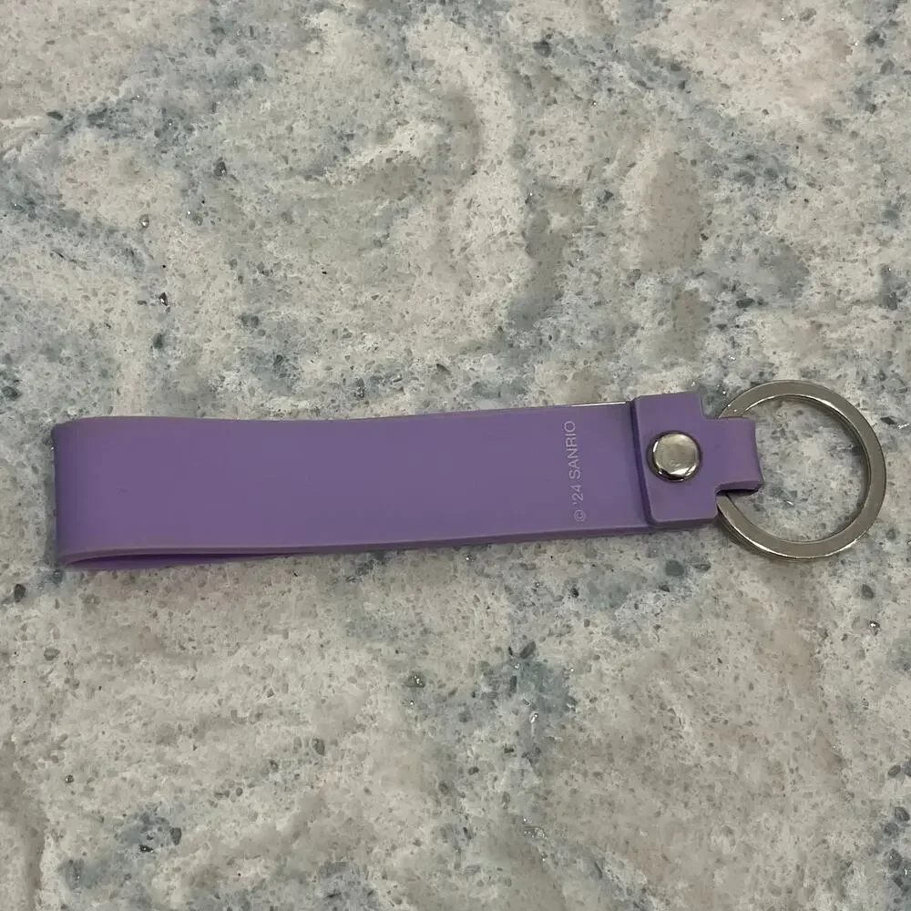 Kuromi Sanrio Purple Silicone Key Chain Wrist Strap Pink Name Logo Bag Accessory